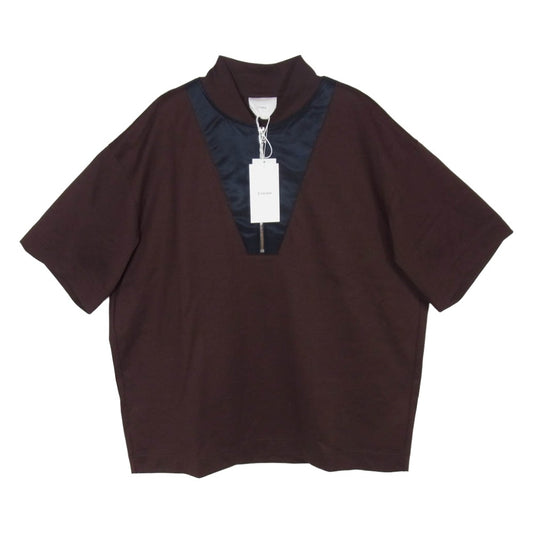 チノ 23SCU601 EX.HYBRID S/S HALF ZIP TEE THE TOKYO別注 ハイブリット ハーフジップ 異素材 半袖 Tシャツ ブラウン系 44【極上美品】【中古】