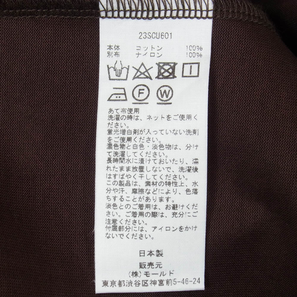 チノ 23SCU601 EX.HYBRID S/S HALF ZIP TEE THE TOKYO別注 ハイブリット ハーフジップ 異素材 半袖 Tシャツ ブラウン系 44【極上美品】【中古】