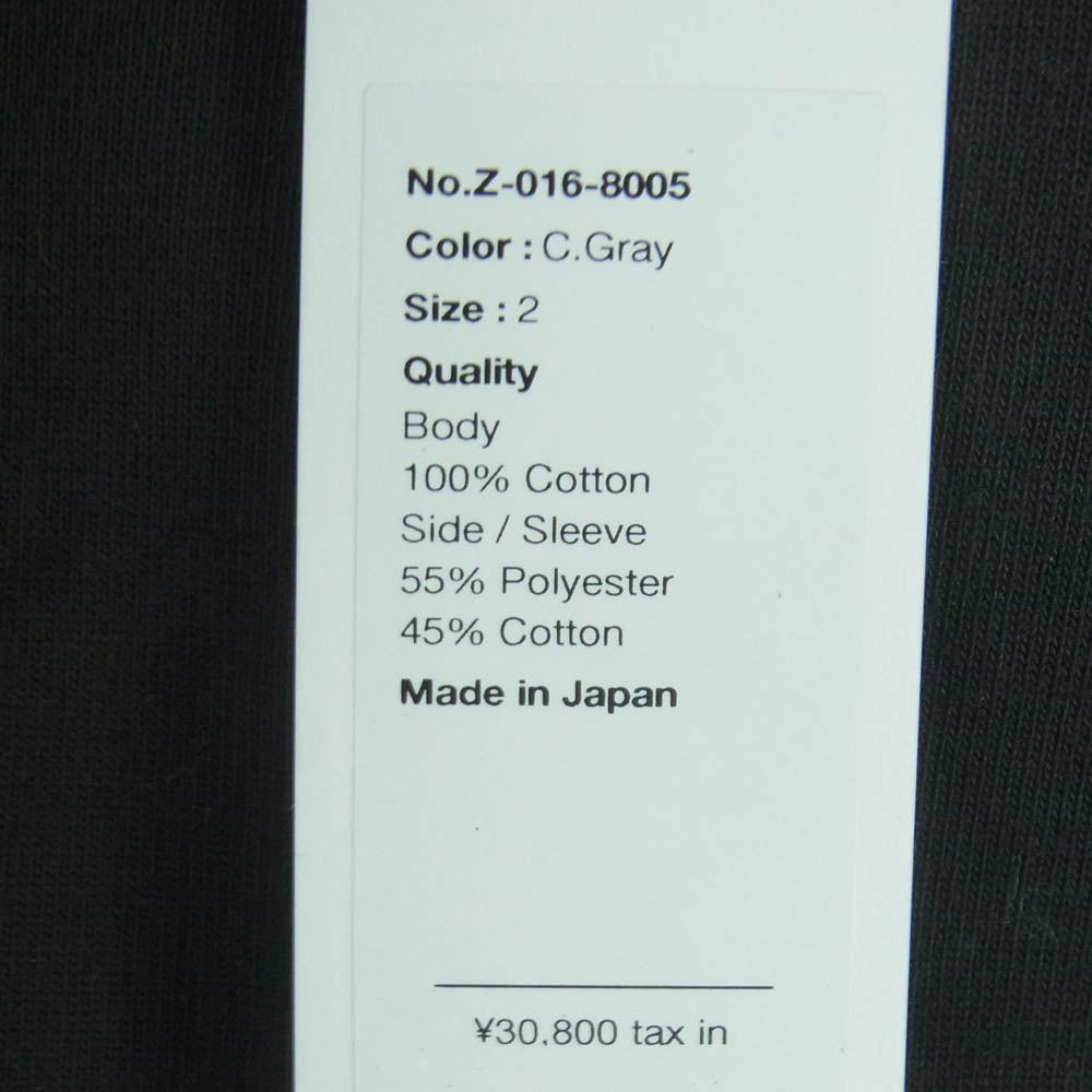 WEWILL ウィーウィル 25SS Z-016-8005 COMBINE T-SHIRT コンバイン 異素材切替 半袖 Tシャツ チャコール系 C.Gray 2【新古品】【未使用】【中古】