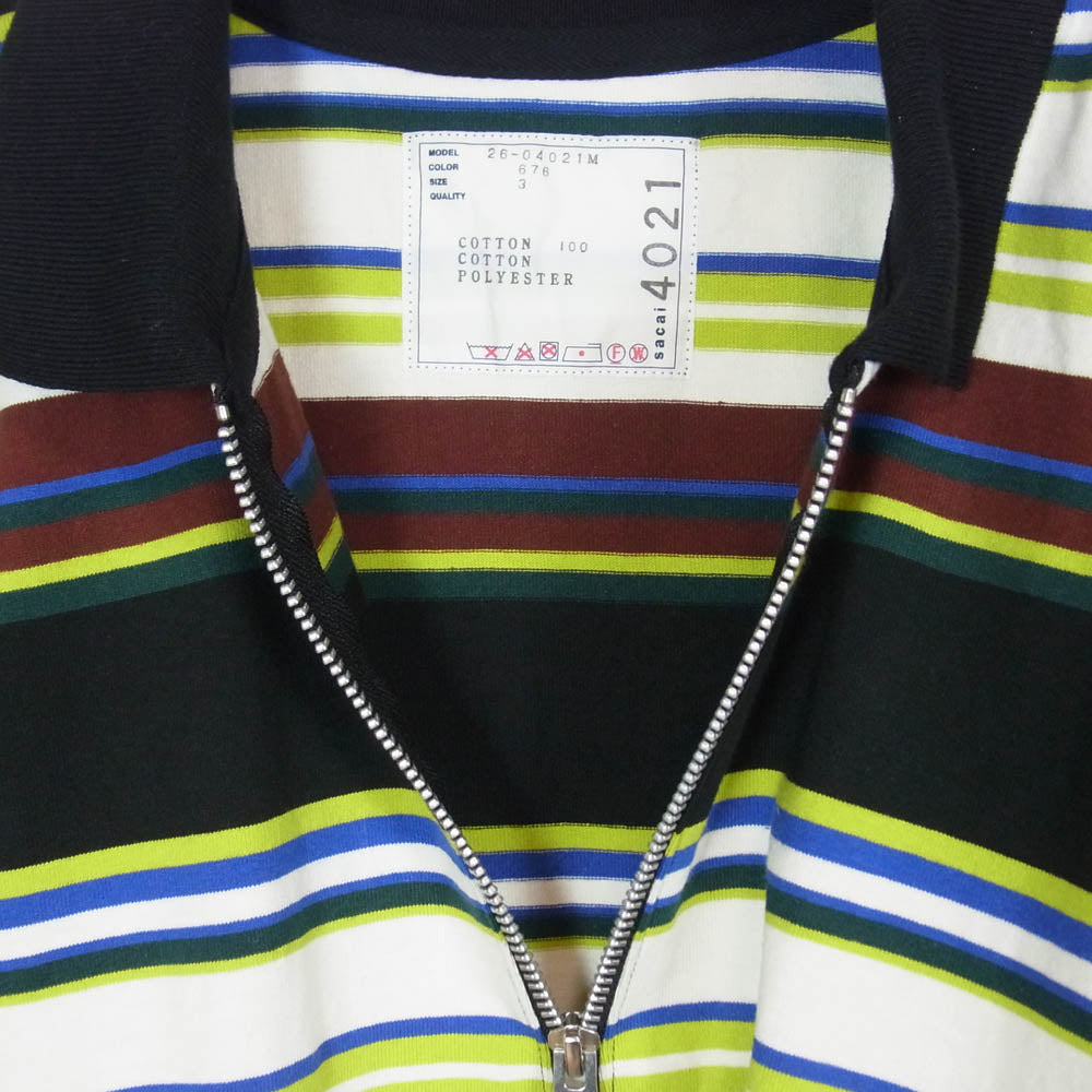 Sacai サカイ 26SS 26-04021M Stripe Cotton Jersey Polo Shirt ストライプ コットン ジャージー ハーフジップ ポロシャツ マルチカラー系 3【中古】