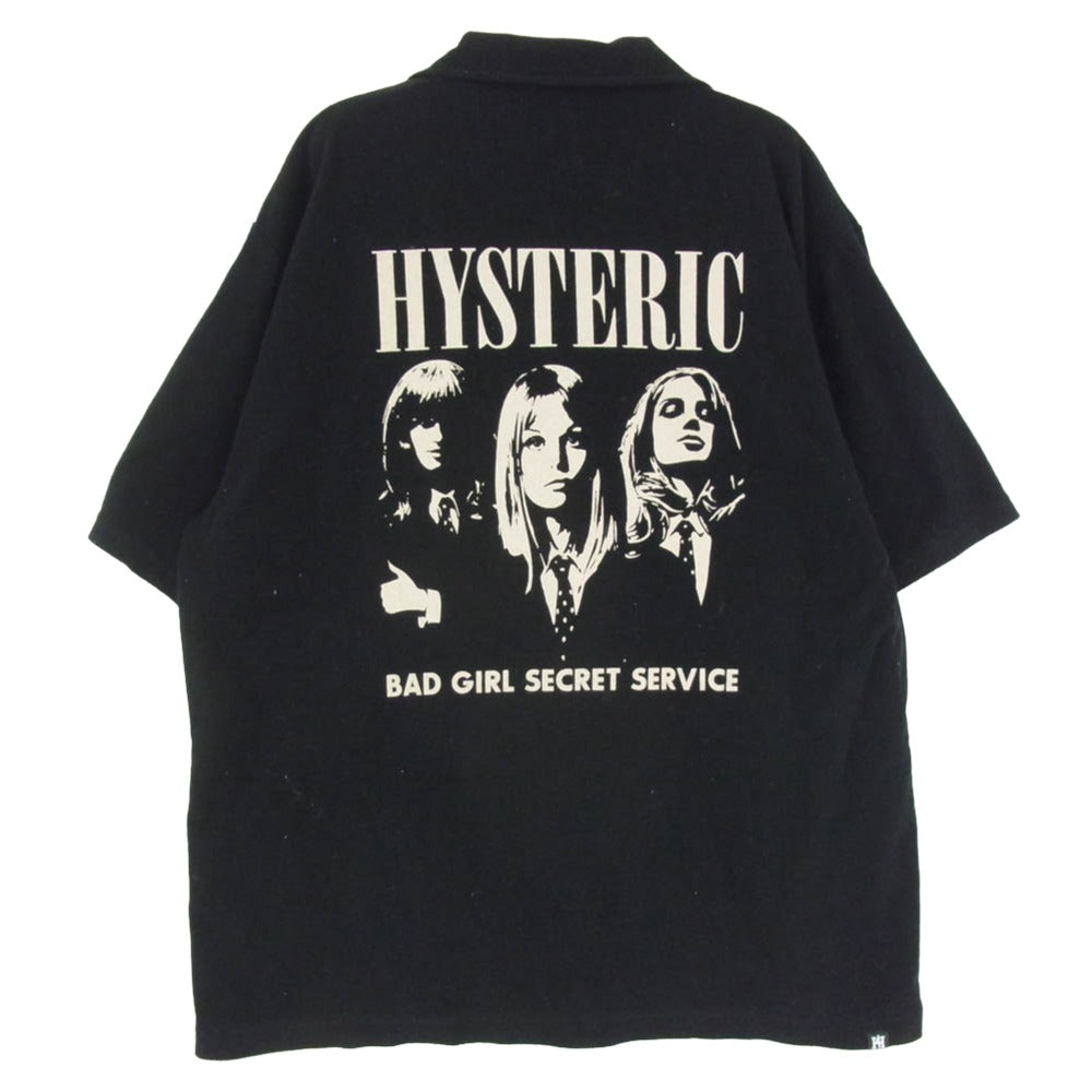 HYSTERIC GLAMOUR ヒステリックグラマー 22SS 02211CH02 SECRET SERVICE バックガール プリント 半袖シャツ ブラック系 L【中古】