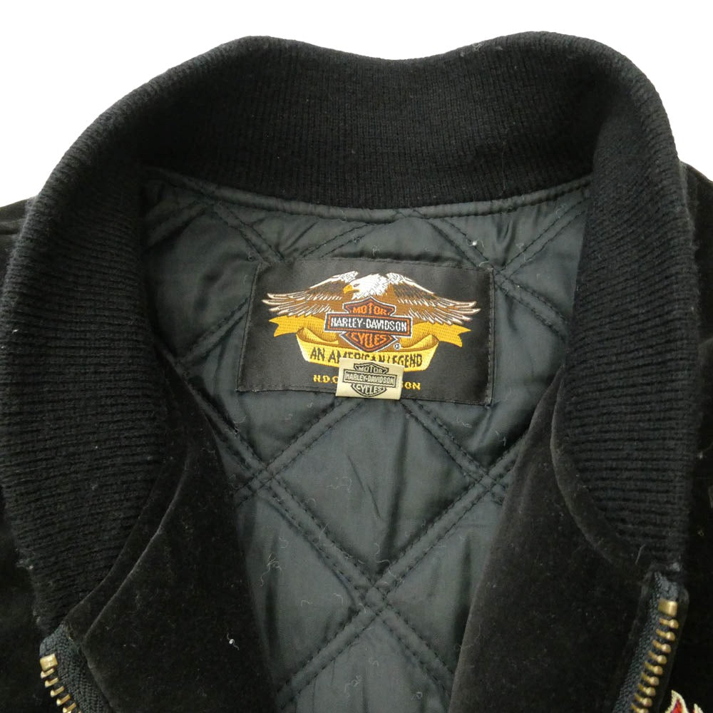 HARLEY DAVIDSON ハーレーダビッドソン ベロア 刺繍 ファイヤー