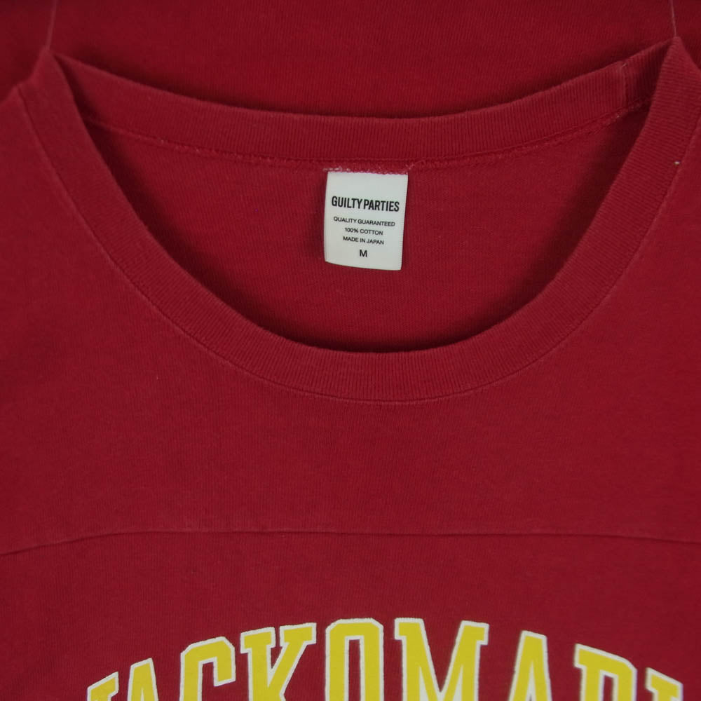 WACKO MARIA ワコマリア フロント ロゴ プリント フットボール 半袖 Tシャツ コットン 日本製 レッド系 M【中古】