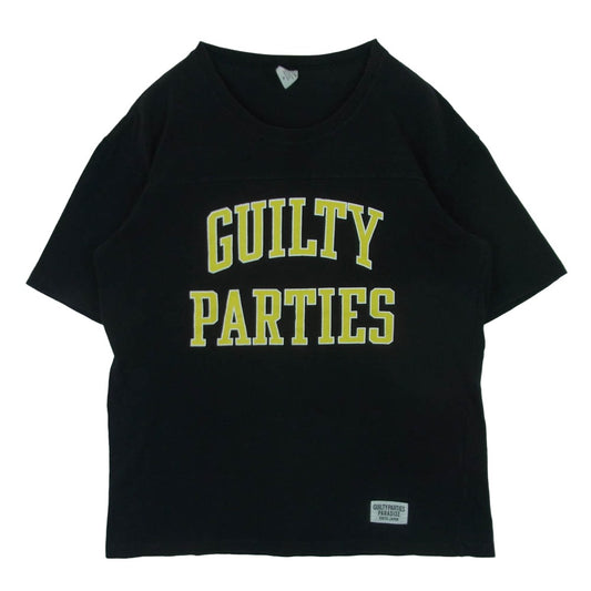 WACKO MARIA ワコマリア フロント アーチ ロゴ プリント フットボール 半袖 Tシャツ コットン 日本製 ブラック系 M【中古】