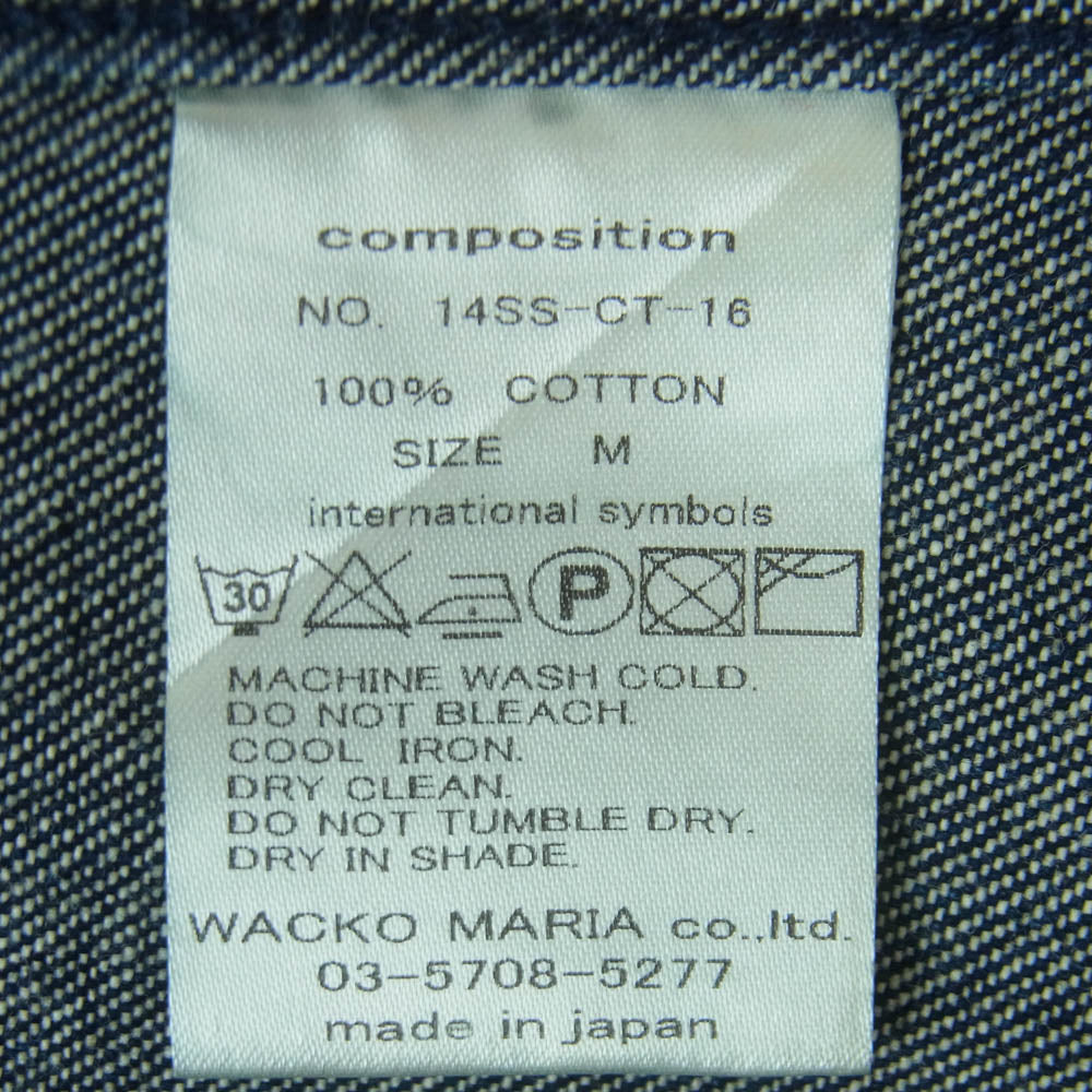 WACKO MARIA ワコマリア 14SS 14SS-CT-16 WASH DENIM COAT ウォッシュ デニム コート インディゴブルー系 M【中古】