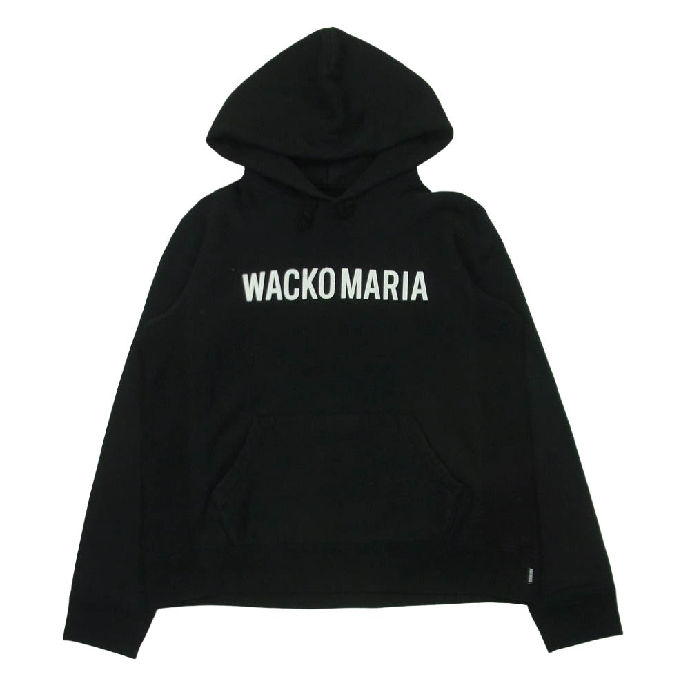 WACKO MARIA ワコマリア フロント ロゴ プリント プルオーバー パーカー フーディー コットン 日本製 ブラック系 L【中古】