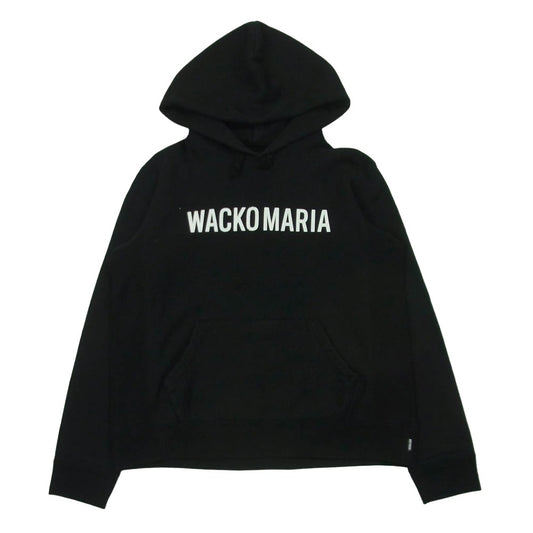 WACKO MARIA ワコマリア フロント ロゴ プリント プルオーバー パーカー フーディー コットン 日本製 ブラック系 L【中古】