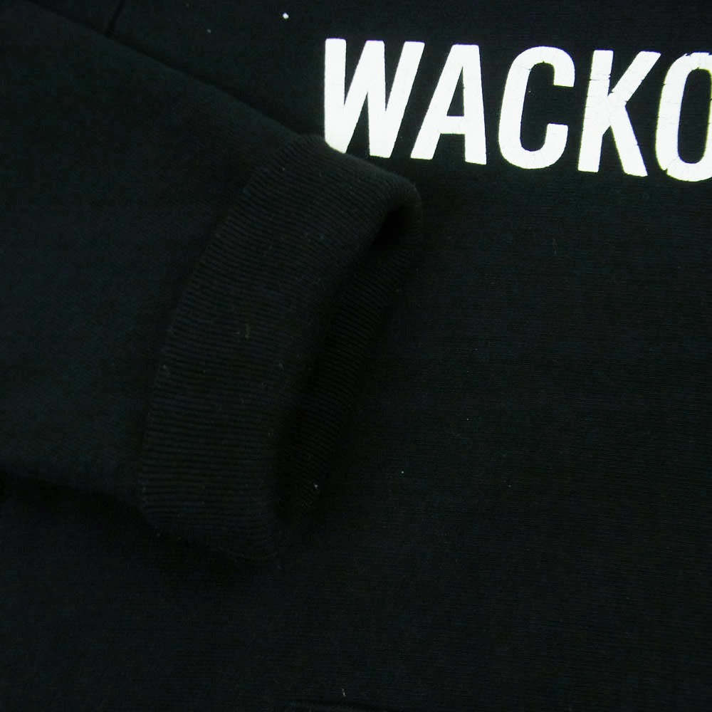 WACKO MARIA ワコマリア フロント ロゴ プリント プルオーバー パーカー フーディー コットン 日本製 ブラック系 L【中古】