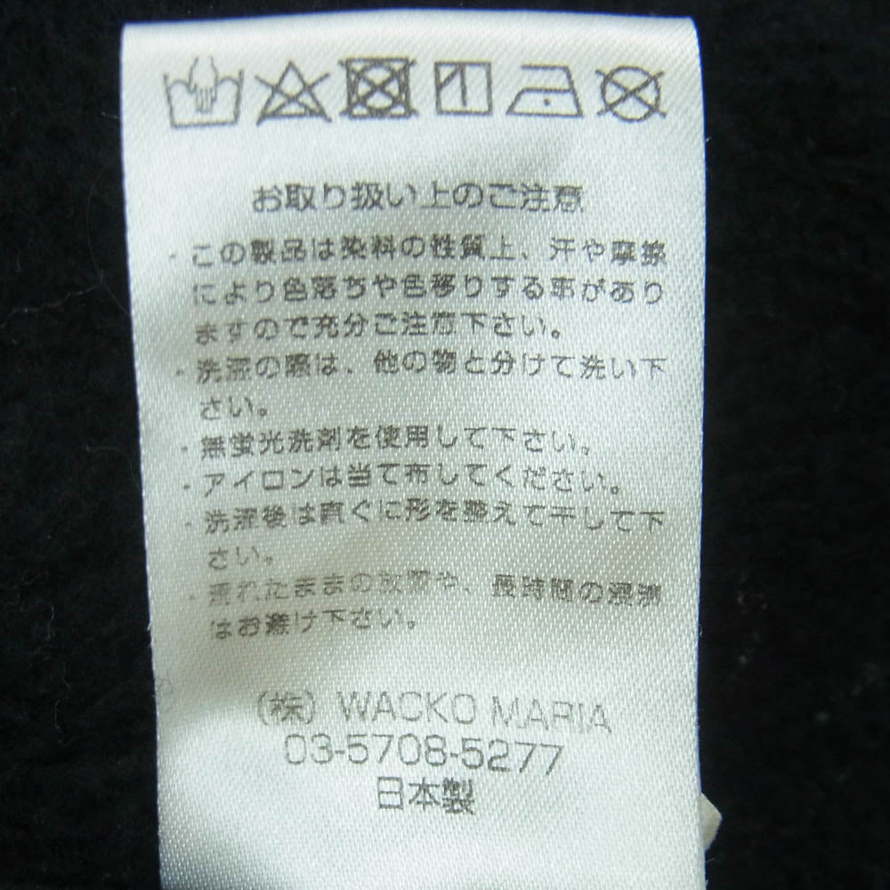 WACKO MARIA ワコマリア フロント ロゴ プリント プルオーバー パーカー フーディー コットン 日本製 ブラック系 L【中古】
