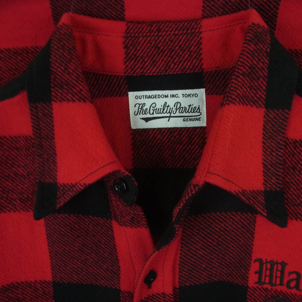 WACKO MARIA ワコマリア 24SS 24SSE-WMS-RC02 FLANNEL REGULAR COLLAR SHIRT TYPE-2 フランネル レギュラー カラー 長袖 シャツ レッド系 ブラック系 M【中古】