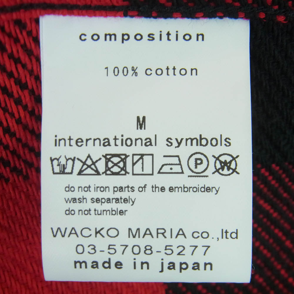 WACKO MARIA ワコマリア 24SS 24SSE-WMS-RC02 FLANNEL REGULAR COLLAR SHIRT TYPE-2 フランネル レギュラー カラー 長袖 シャツ レッド系 ブラック系 M【中古】