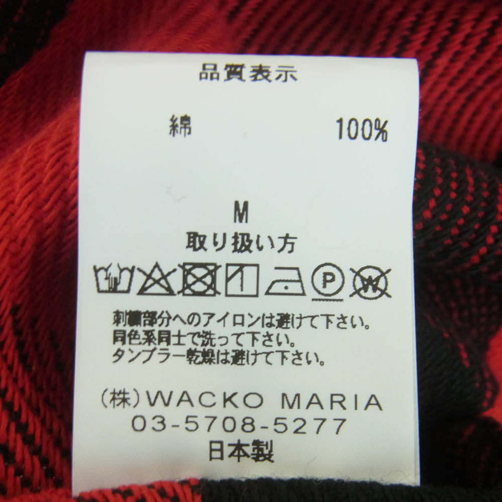 WACKO MARIA ワコマリア 24SS 24SSE-WMS-RC02 FLANNEL REGULAR COLLAR SHIRT TYPE-2 フランネル レギュラー カラー 長袖 シャツ レッド系 ブラック系 M【中古】