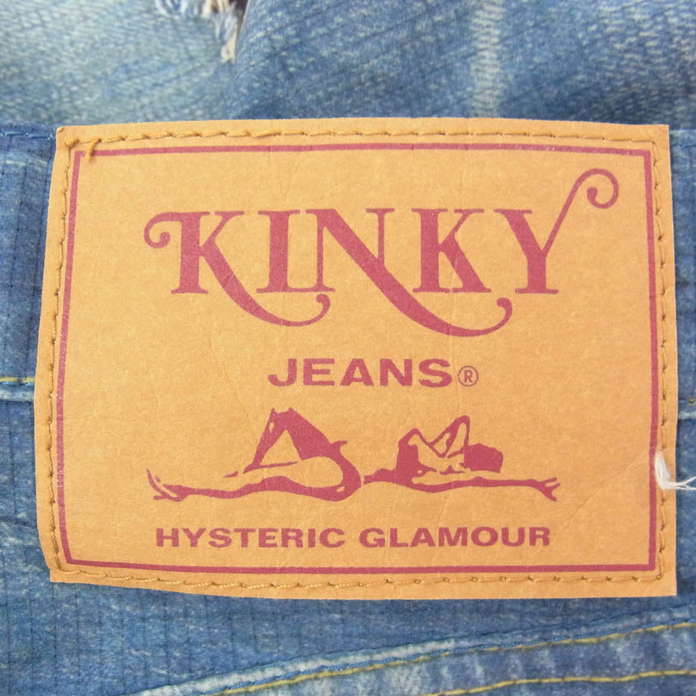 HYSTERIC GLAMOUR ヒステリックグラマー 02182AP06 GOD PATCH DENIM pt スリムストレート PT 転写 トロンプルイユ デニム パンツ インディゴブルー系 M【美品】【中古】