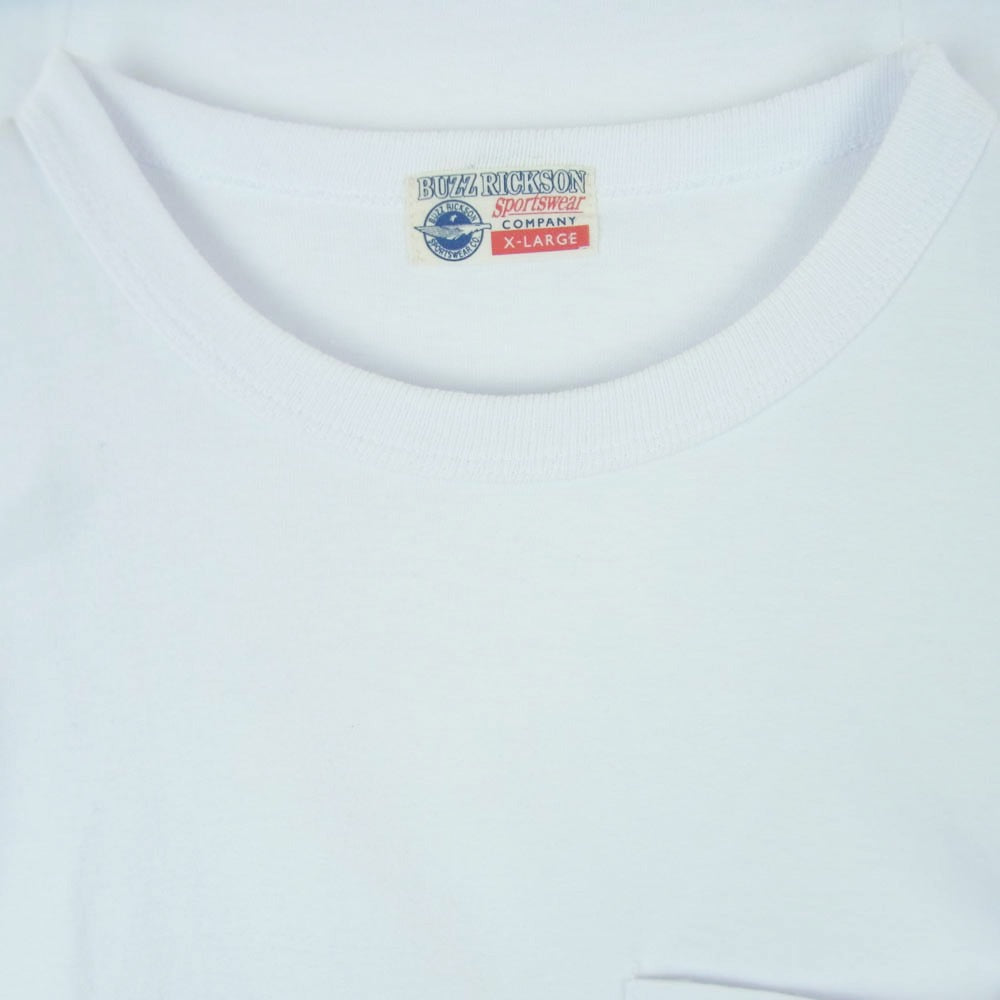 Buzz Rickson's バズリクソンズ クルーネック ポケット 半袖 Tシャツ カットソー アメリカ製 ホワイト系 XL【中古】