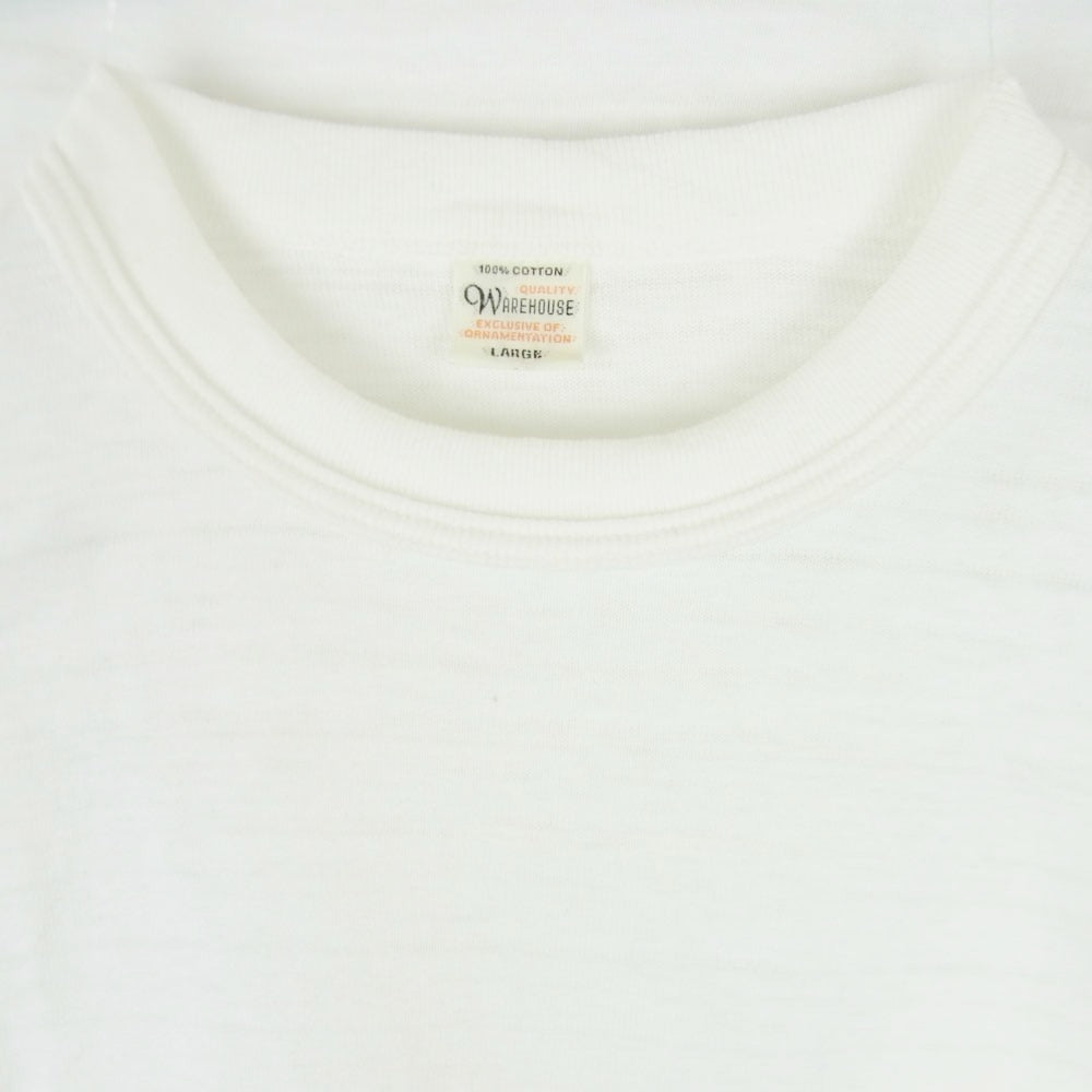 WAREHOUSE ウエアハウス クルーネック ポケット 半袖 Tシャツ カットソー 日本製 ホワイト系 アイボリー系 L【中古】