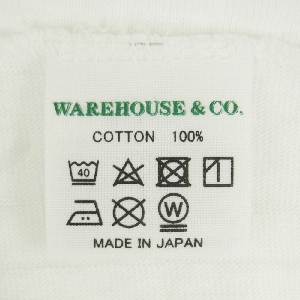 WAREHOUSE ウエアハウス クルーネック ポケット 半袖 Tシャツ カットソー 日本製 ホワイト系 アイボリー系 L【中古】