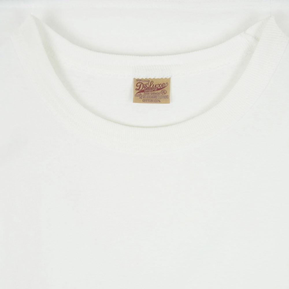 DELUXE デラックス クルーネック 半袖 Tシャツ カットソー コットン 日本製 ホワイト系 アイボリー系 XL【中古】