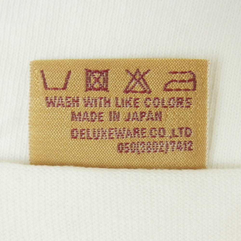 DELUXE デラックス クルーネック 半袖 Tシャツ カットソー コットン 日本製 ホワイト系 アイボリー系 XL【中古】