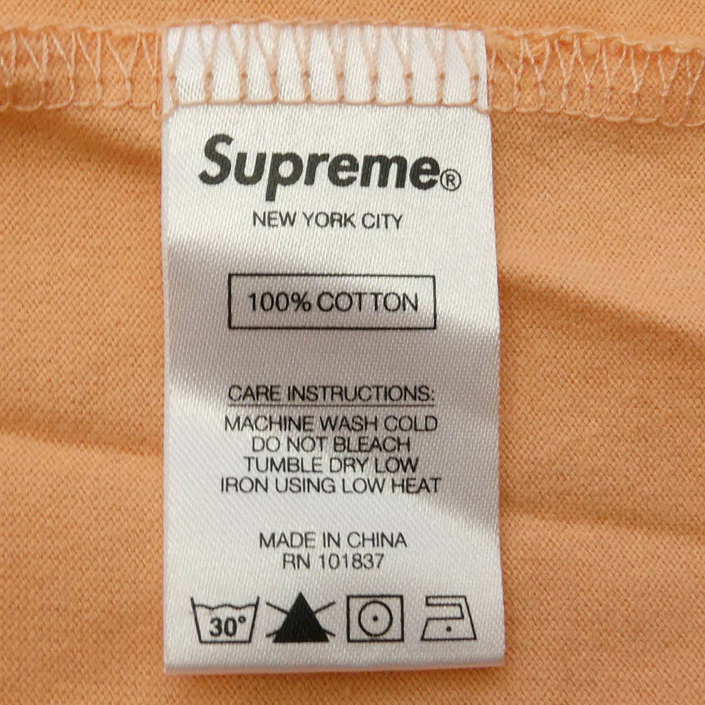 Supreme シュプリーム 20SS Signature S/S Top Peach シグネチャー トップ ピーチ 半袖 Tシャツ オレンジ系 L【中古】