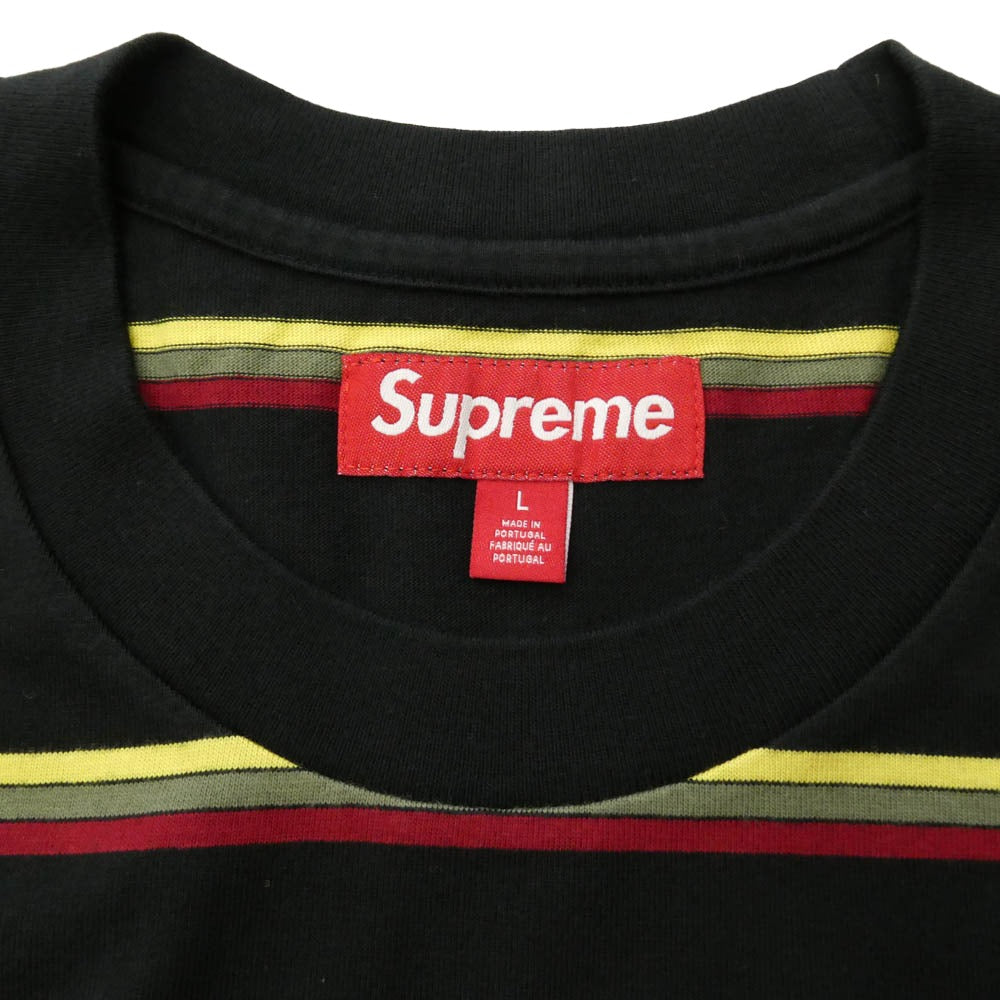 Supreme シュプリーム 24AW Stripe S/S Top ストライプ トップ 半袖 Tシャツ ブラック系 マルチカラー系 L【中古】