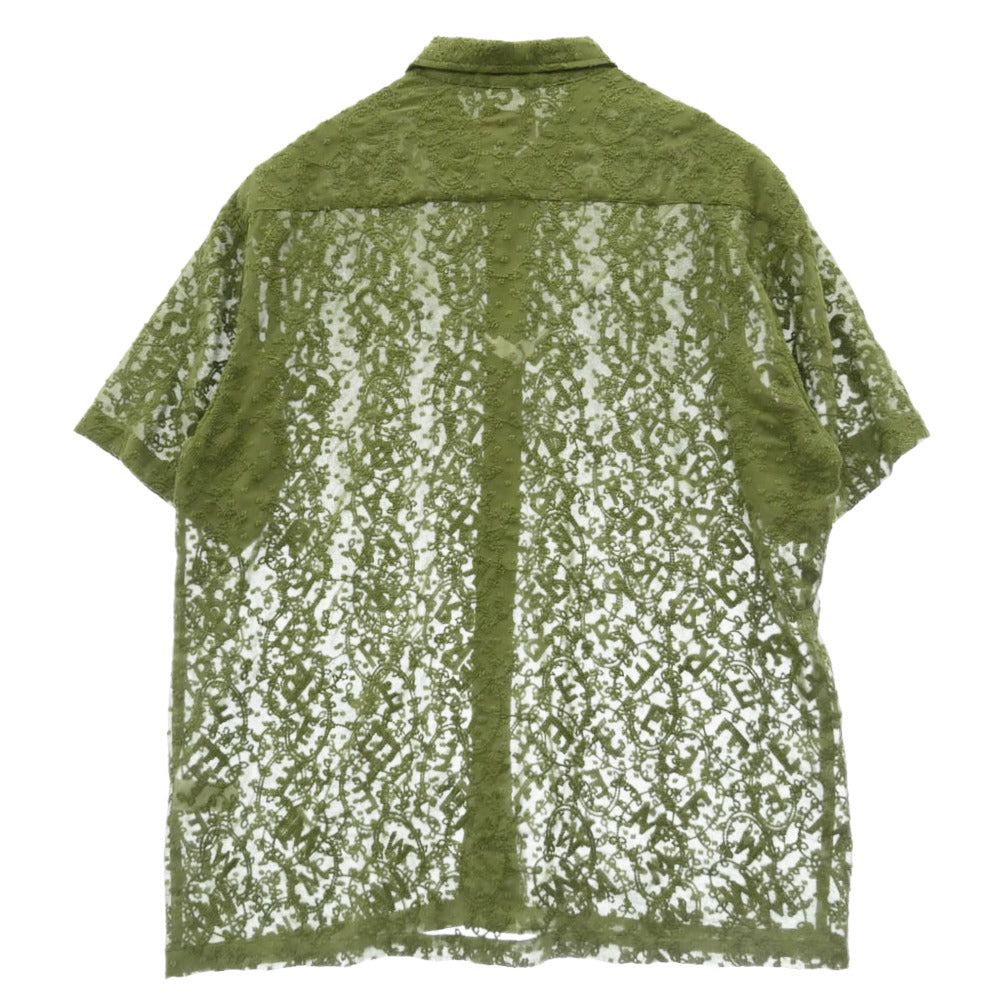 Supreme シュプリーム 22SS Chainstitch Chiffon S/S Shirt Olive チェインステッチ シフォン オリーブ 半袖 シャツ カーキ系 L【極上美品】【中古】