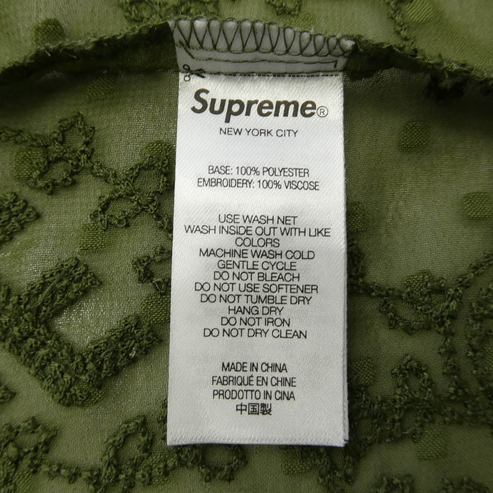 Supreme シュプリーム 22SS Chainstitch Chiffon S/S Shirt Olive チェインステッチ シフォン オリーブ 半袖 シャツ カーキ系 L【極上美品】【中古】