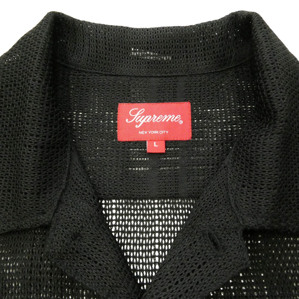 Supreme シュプリーム 23SS Mesh Stripe S/S Shirt メッシュ ストライプ 半袖 シャツ ブラック系 L【極上美品】【中古】