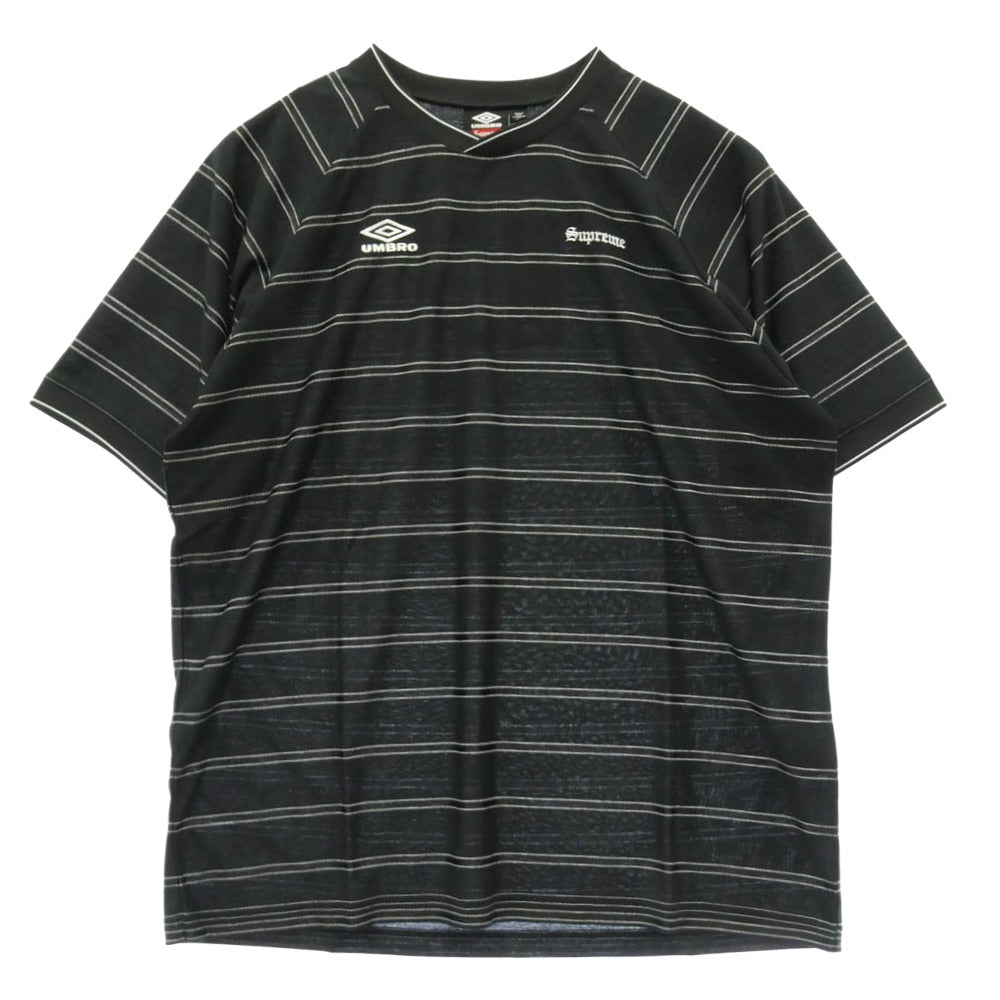 Supreme シュプリーム 25SS × Umbro Stripe Soccer Jersey アンブロ ストライプ サッカー ジャージ ロゴ Tシャツ ブラック系 XL【新古品】【未使用】【中古】