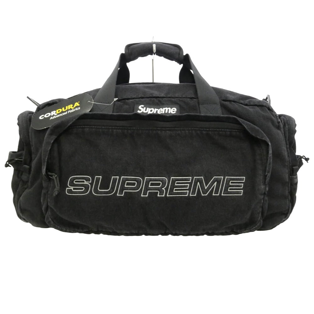 Supreme シュプリーム 25AW Denim Duffle Bag Black デニム ロゴ ダッフル バッグ ブラック系 26×49×18cm【極上美品】【中古】