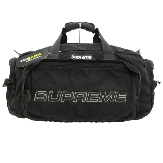 Supreme シュプリーム 25AW Denim Duffle Bag Black デニム ロゴ ダッフル バッグ ブラック系 26×49×18cm【極上美品】【中古】