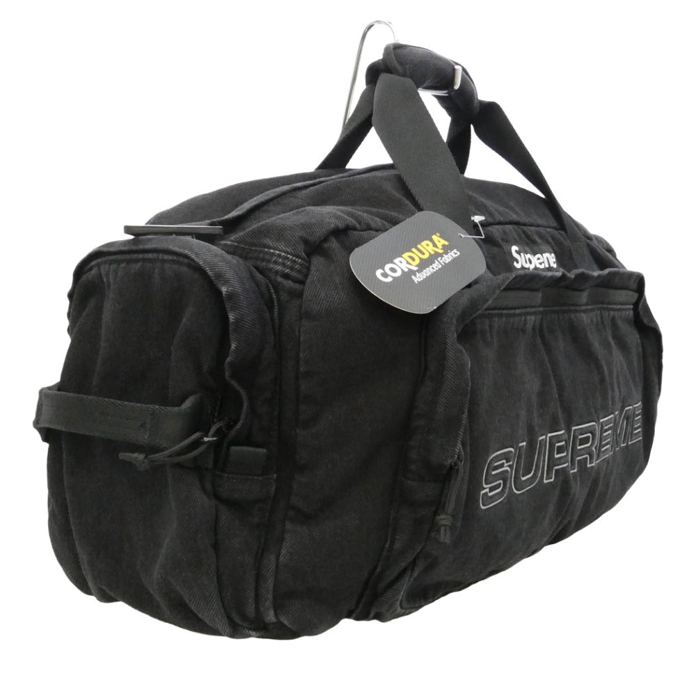 Supreme シュプリーム 25AW Denim Duffle Bag Black デニム ロゴ ダッフル バッグ ブラック系 26×49×18cm【極上美品】【中古】