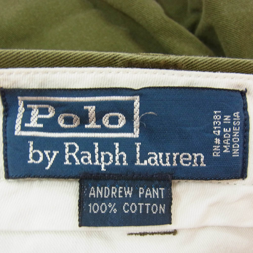POLO RALPH LAUREN ポロ・ラルフローレン ANDREW PANT ツータック チノ パンツ カーキ系 34【中古】