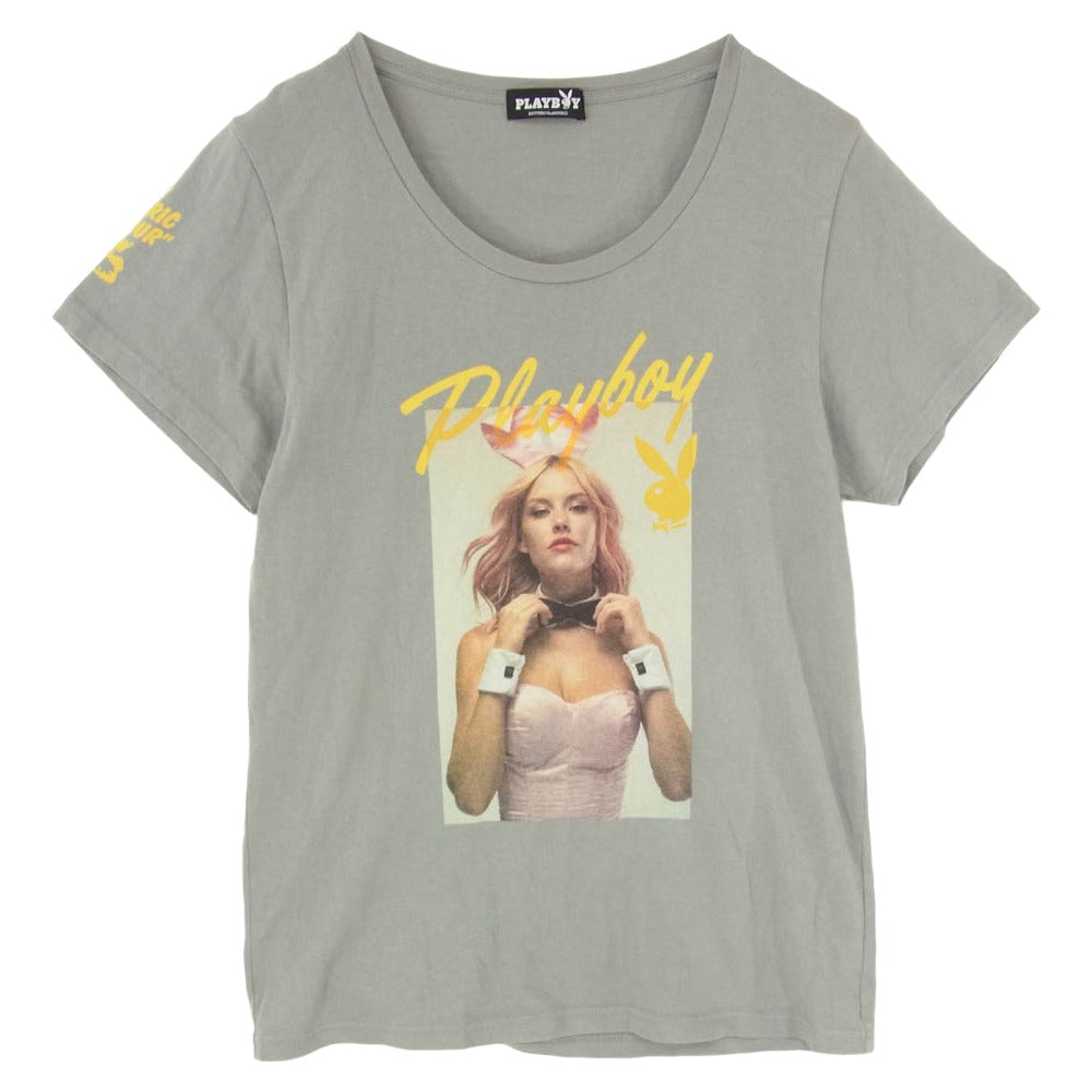 HYSTERIC GLAMOUR ヒステリックグラマー PLAYBOY プレイボーイ 11181CT03 バニーガール プリント Tシャツ 半袖 カットソー グレー系 FREE【中古】
