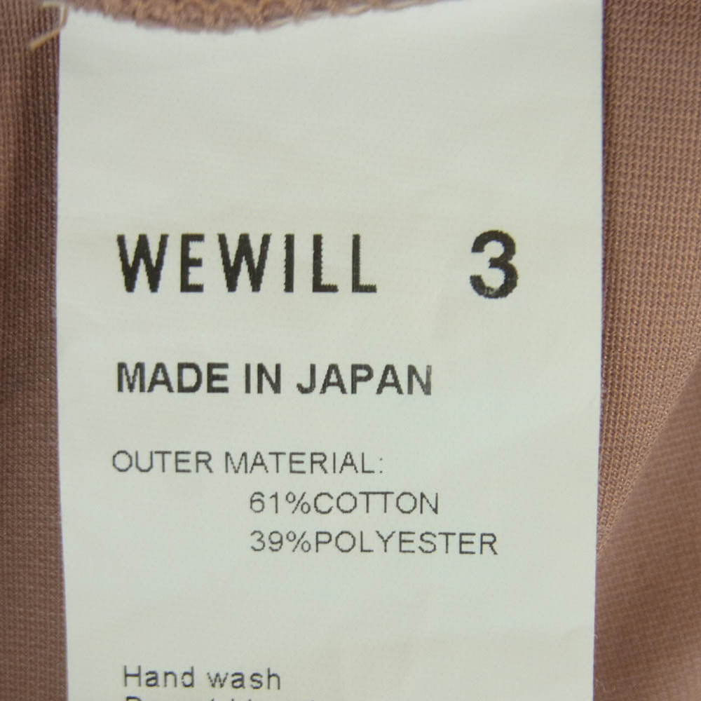ウィーウィル W-000-8011 クルーネック 半袖 Tシャツ カットソー 日本製 ピンク系 グレイッシュピンク系 3【中古】