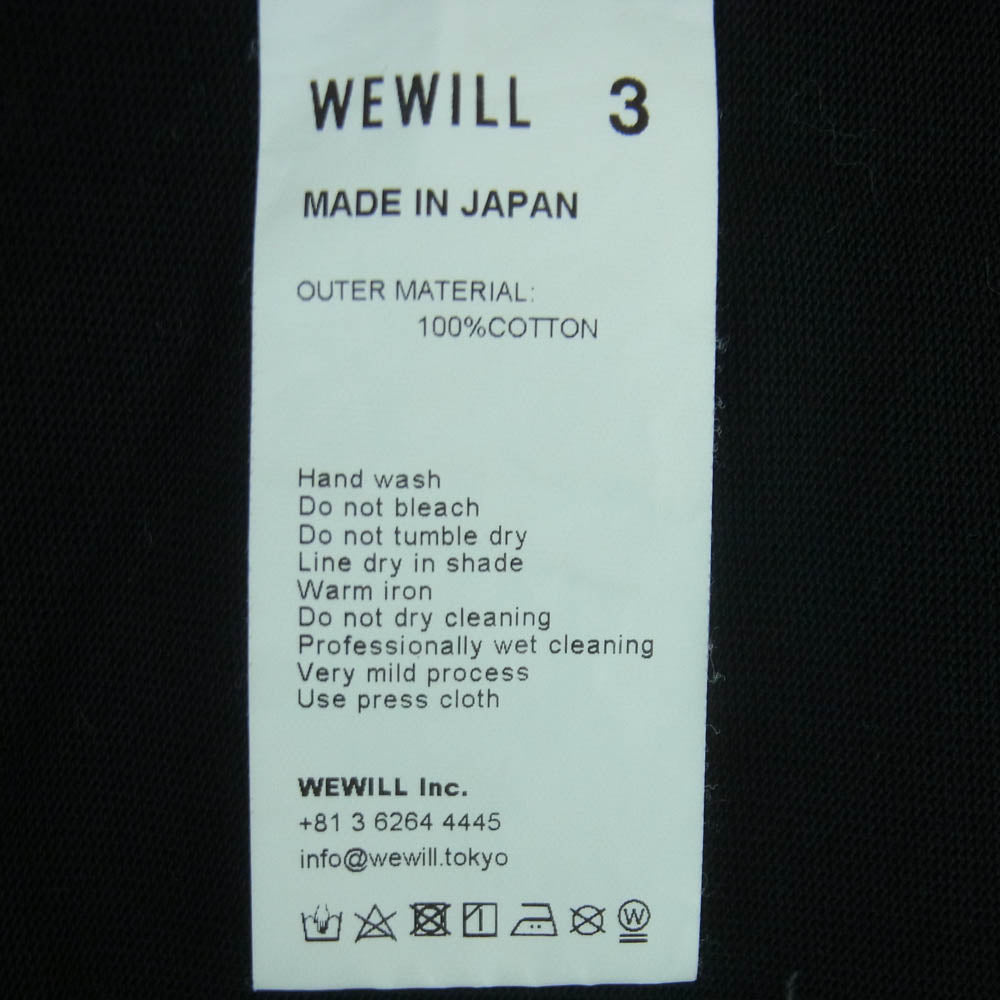ウィーウィル 23SS W-012-8004 CUFF LS T-SHIRT ロングスリーブ カットソー 長袖 Tシャツ ブラック系 3【中古】