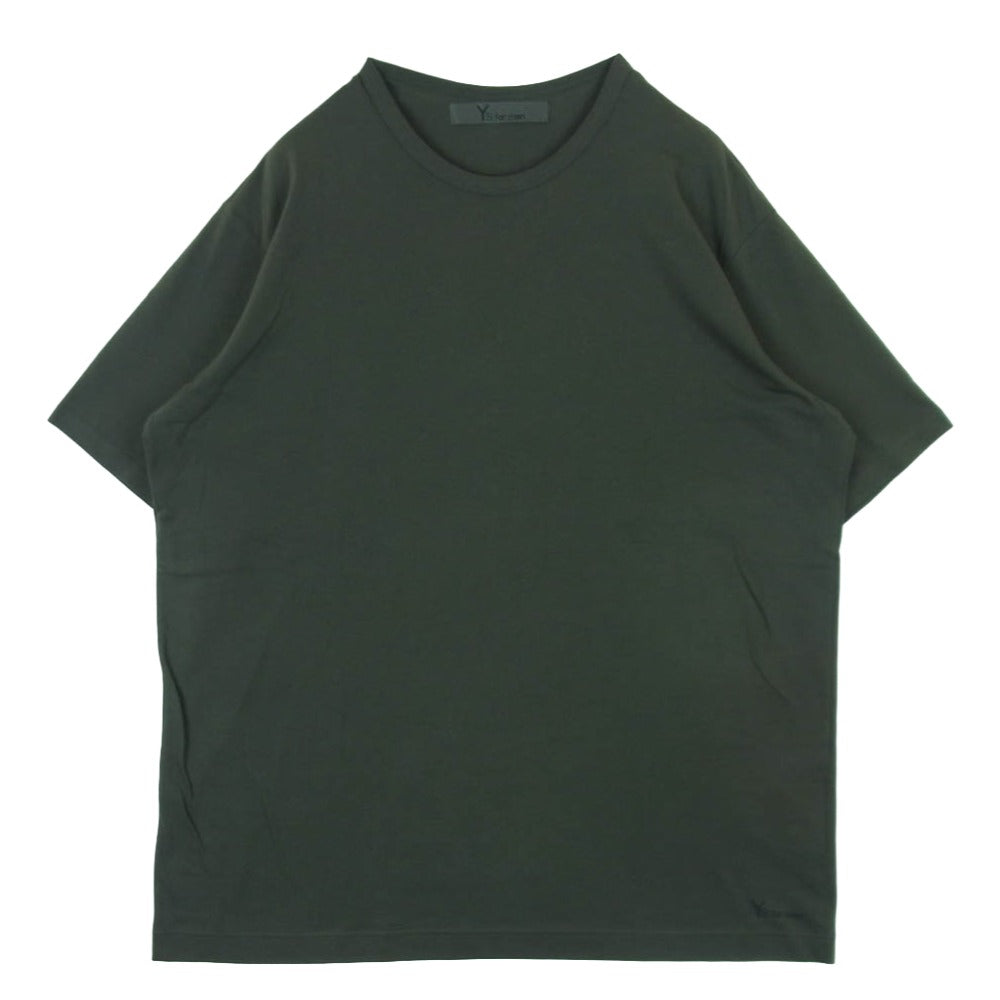 Y's Yohji Yamamoto ワイズ ヨウジヤマモト MP-T41-087 Y's for men LOGO PRINT SHORT SLEEVE T-SHIRTS ワイズフォーメン ショート スリーブ 天竺 半袖 Tシャツ カットソー グレイッシュグリーン系 3【中古】
