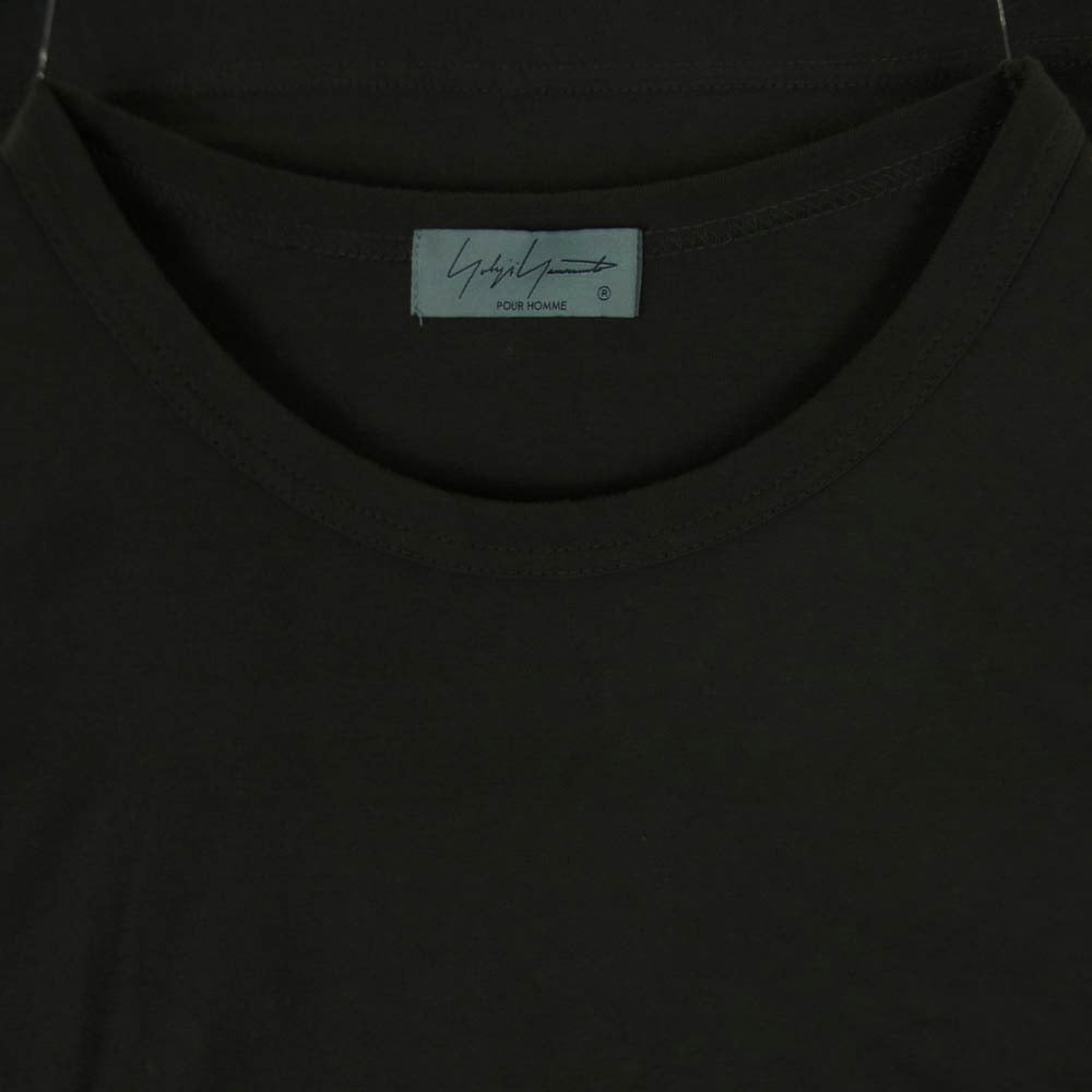 Yohji Yamamoto POUR HOMME ヨウジヤマモトプールオム HS-T02-070 COTTON SINGLE JERSEY ROUND NECK SHORT SLEEVE アルティマ天竺 半袖 Tシャツ カットソー チャコール系 3【中古】
