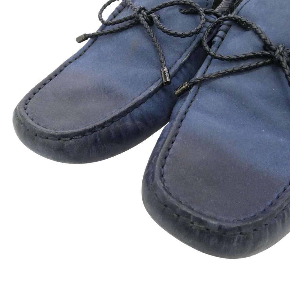 TOD’S トッズ ゴンミーニ ドライビング ヌバック レザー シューズ ネイビー系 6.5【中古】
