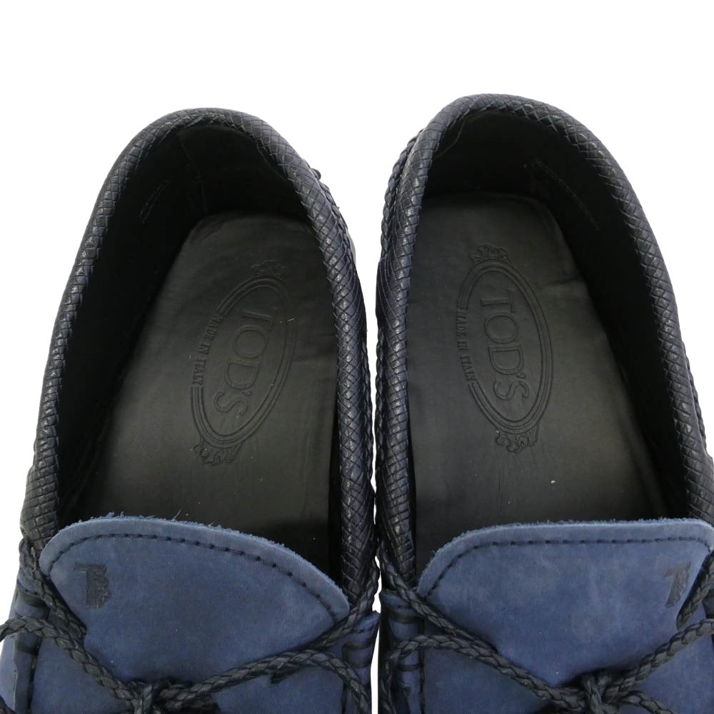 TOD’S トッズ ゴンミーニ ドライビング ヌバック レザー シューズ ネイビー系 6.5【中古】
