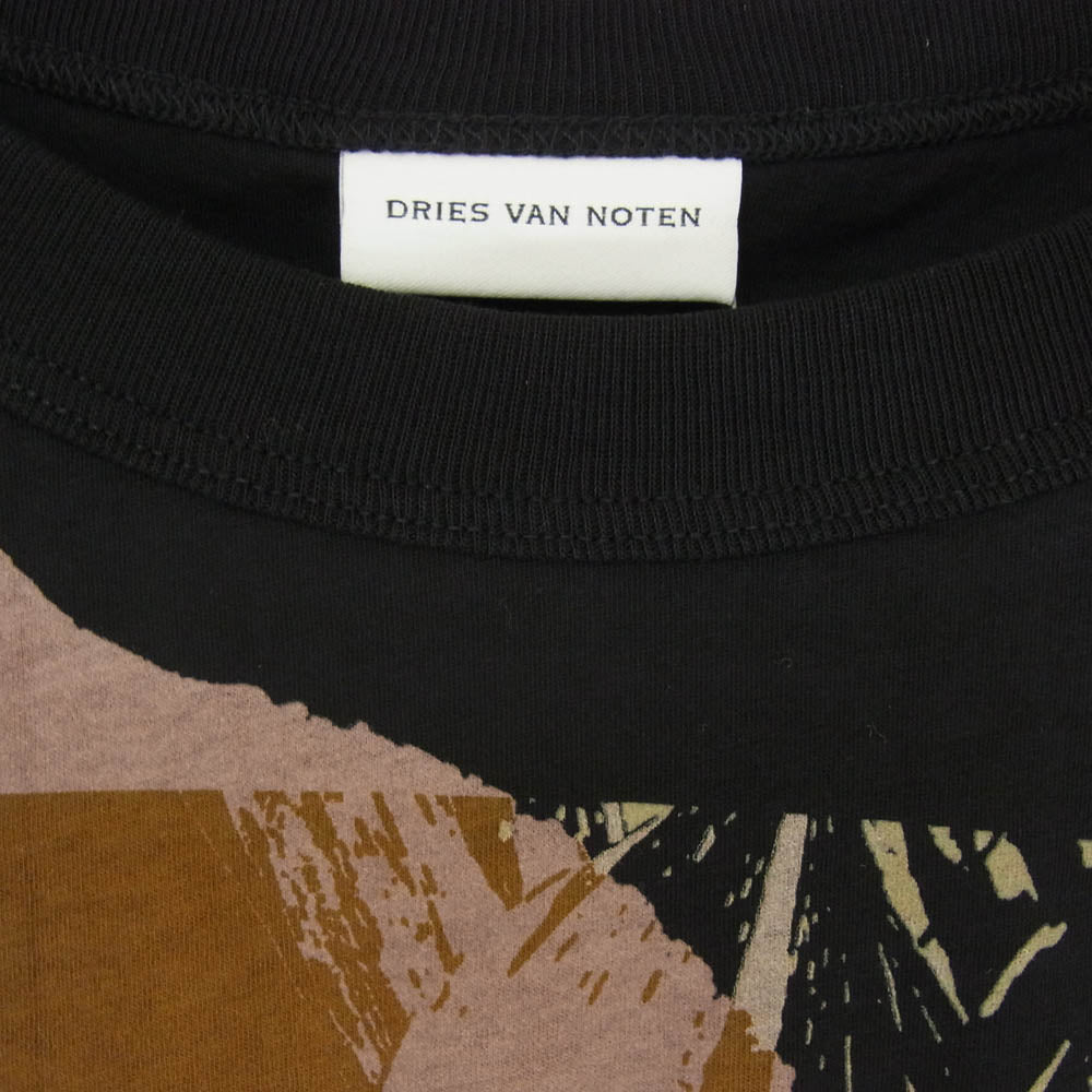 DRIES VAN NOTEN ドリスヴァンノッテン 25SS 021141-1608-900 HUIN フイオン フラワー プリント 半袖 カットソー Tシャツ ブラック系 M【中古】