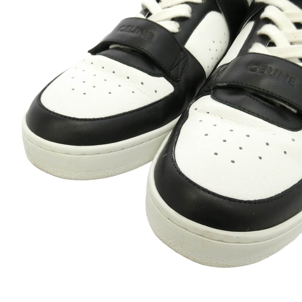 CELINE セリーヌ TRAINER CALFSKIN MID レザー ハイカット スニーカー ブラック系 ホワイト系 42【中古】