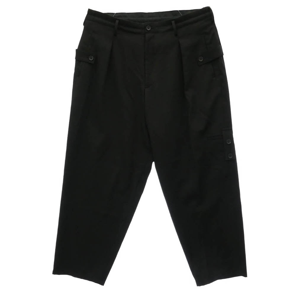 Yohji Yamamoto POUR HOMME ヨウジヤマモトプールオム 24AW H0-P46-100 ウール ギャバジン サイドストラップ ワイド パンツ ブラック系 2【中古】