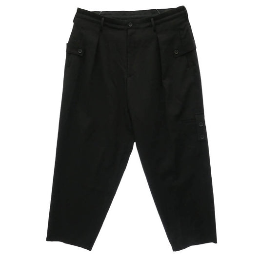 Yohji Yamamoto POUR HOMME ヨウジヤマモトプールオム 24AW H0-P46-100 ウール ギャバジン サイドストラップ ワイド パンツ ブラック系 2【中古】