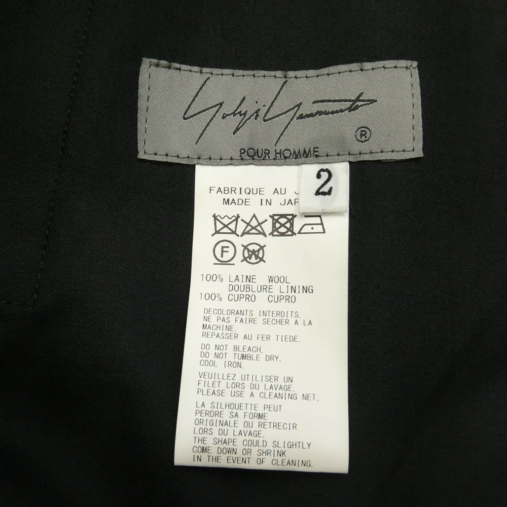 Yohji Yamamoto POUR HOMME ヨウジヤマモトプールオム 24AW H0-P46-100 ウール ギャバジン サイドストラップ ワイド パンツ ブラック系 2【中古】