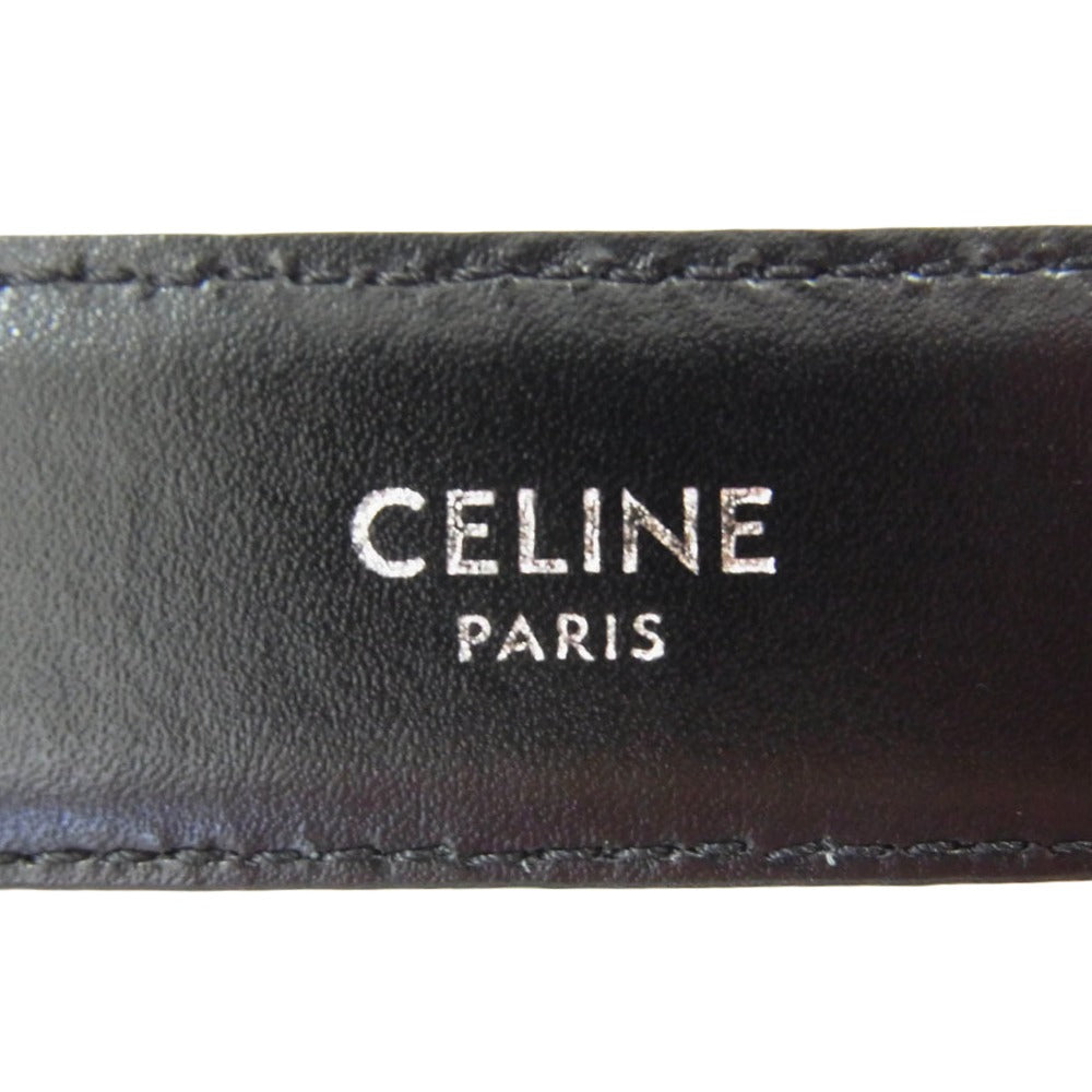 CELINE セリーヌ U-NE-0243 シルバー トリオンフ レザー ベルト ブラック系【中古】