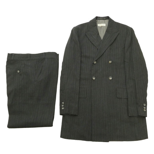 DRIES VAN NOTEN ドリスヴァンノッテン ストライプ ダブル テーラード ジャケット スラックス セットアップ スーツ グレー系 46【中古】