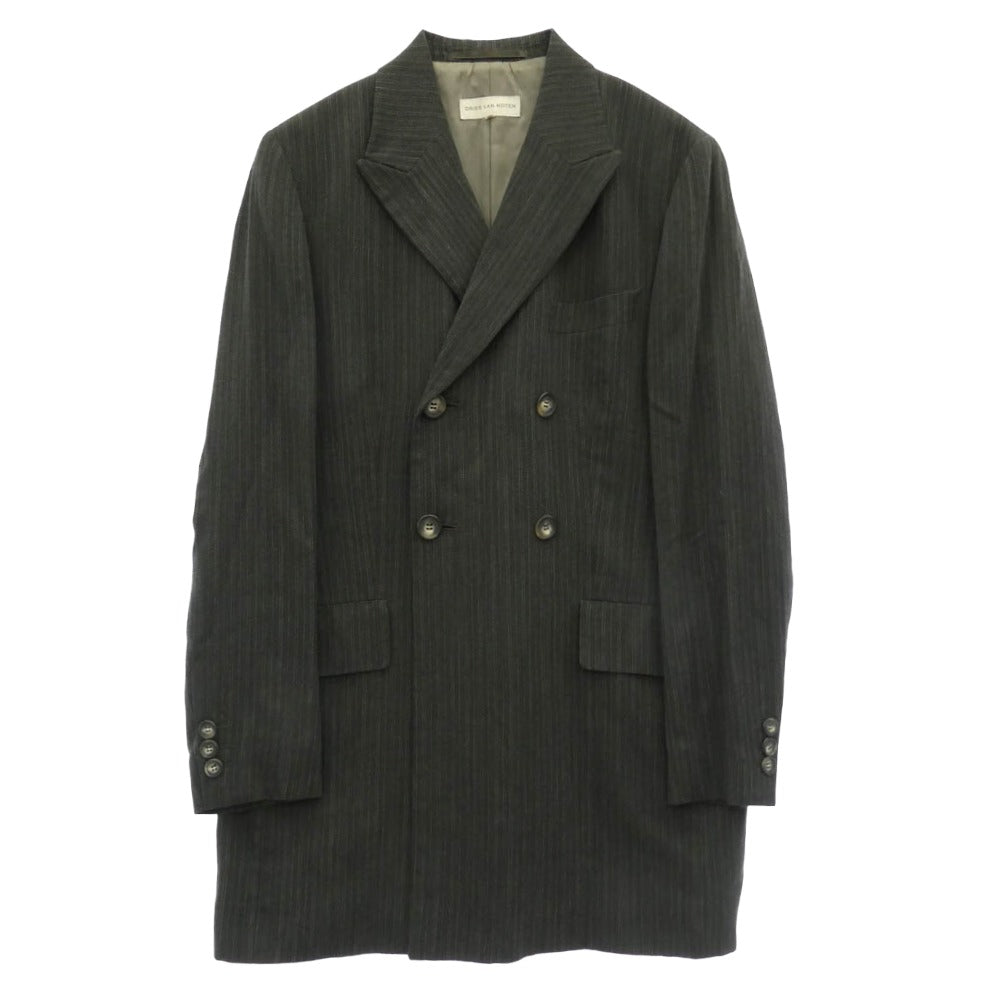 DRIES VAN NOTEN ドリスヴァンノッテン ストライプ ダブル テーラード ジャケット スラックス セットアップ スーツ グレー系 46【中古】