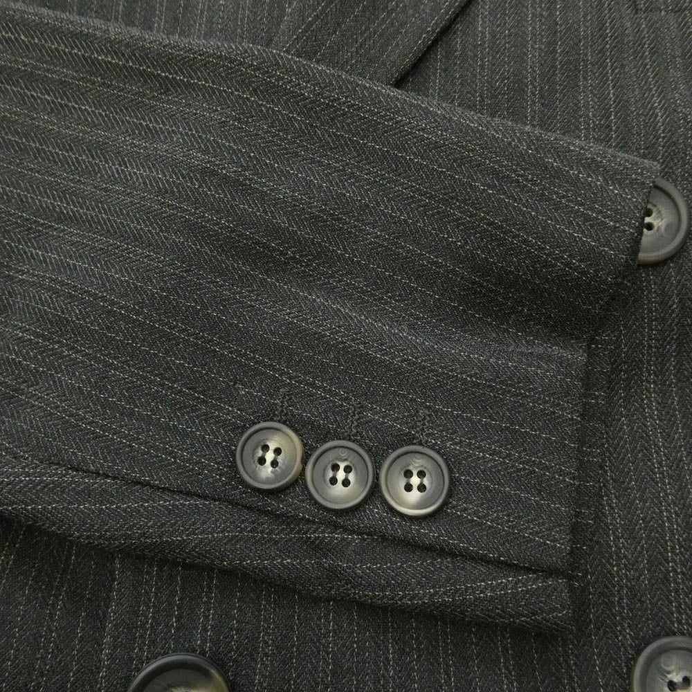 DRIES VAN NOTEN ドリスヴァンノッテン ストライプ ダブル テーラード ジャケット スラックス セットアップ スーツ グレー系 46【中古】