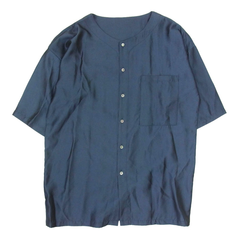 TROVE トローヴ 21SS 00WA141 和ROBE OIKUCHI ノーカラー 半袖 シャツ ネイビー系 3【中古】