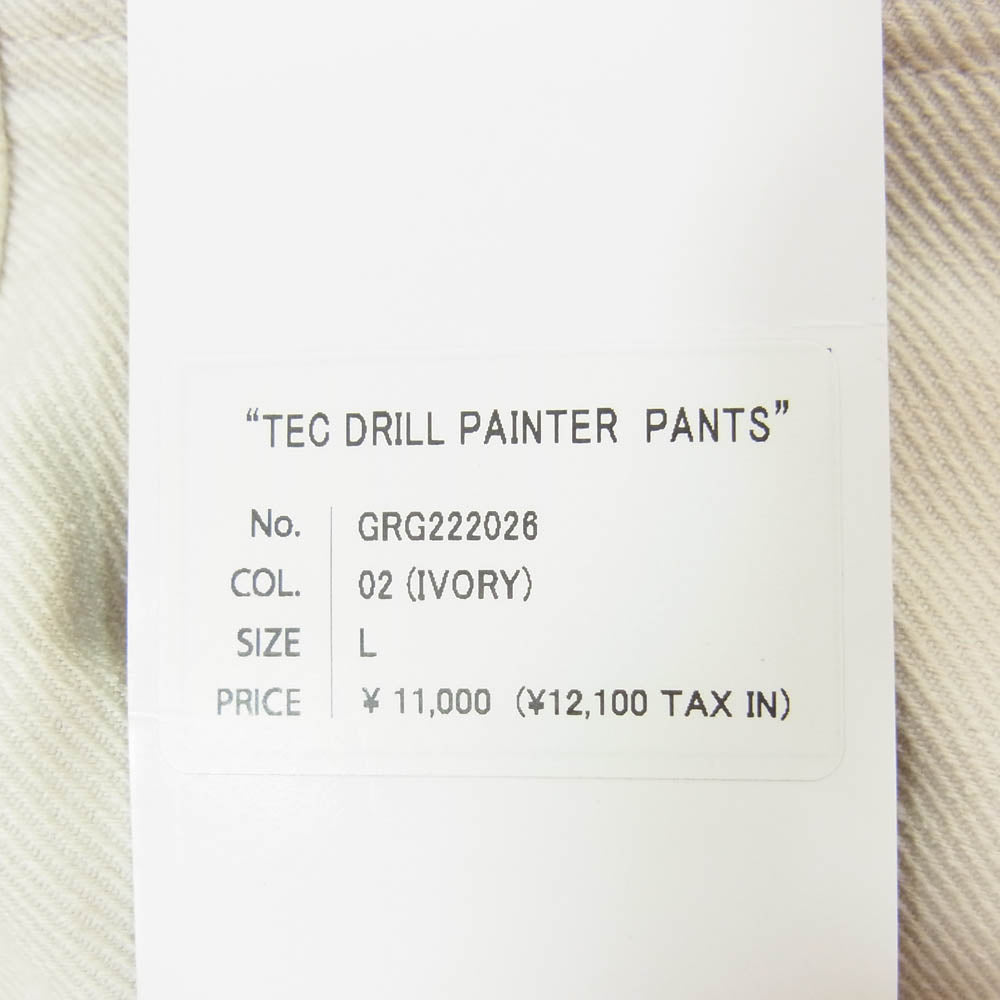 ガレージグリーンワークス TEC DRILL PAINTER PANTS ペインター ワーク パンツ オフホワイト系 L【美品】【中古】